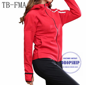 TB-FMA Yoga Shirts Overcoat Workout Top Winter Sport Long-sleeved Running Gym Sweatshirt Cloth Fitness Zipper Jacket Outerwear