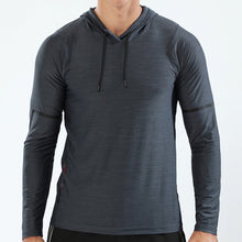 Load image into Gallery viewer, WOSEWE Sport T Shirts Men Long Sleeve hoodie Hooded Caps Comfortable Thin Fabric Anti-Sweat Workout Running Top Male Fitness Gym