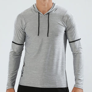 WOSEWE Sport T Shirts Men Long Sleeve hoodie Hooded Caps Comfortable Thin Fabric Anti-Sweat Workout Running Top Male Fitness Gym