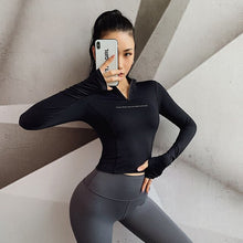 Load image into Gallery viewer, New Women Sport Jacket Zipper Fitness shirt  Long Sleeve  Sweatshirt Cloth Breathable Sports  shirt Thumbhole Jacket Yoga top