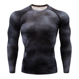 2018 New Long Sleeve T-shirt Sport Men Quick Dry Men's Cycling Base Wear Snake Gym Apparel Fitness Mens Rashgard Tights jerseys