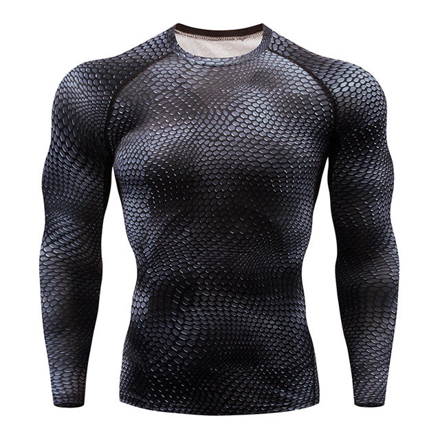 2018 New Long Sleeve T-shirt Sport Men Quick Dry Men's Cycling Base Wear Snake Gym Apparel Fitness Mens Rashgard Tights jerseys