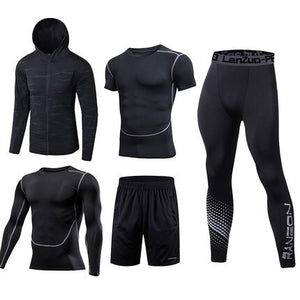 New Running Set Men Sport Suits Soccer Basketball Compression Underwear Running Sets Sport Suits Dress Gym Jogging Fitness Suits