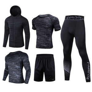 New Running Set Men Sport Suits Soccer Basketball Compression Underwear Running Sets Sport Suits Dress Gym Jogging Fitness Suits