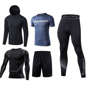 New Running Set Men Sport Suits Soccer Basketball Compression Underwear Running Sets Sport Suits Dress Gym Jogging Fitness Suits