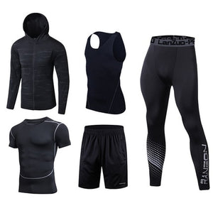 New Running Set Men Sport Suits Soccer Basketball Compression Underwear Running Sets Sport Suits Dress Gym Jogging Fitness Suits